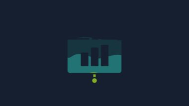 Grafik, çizelge, grafik, diyagram, bilgi grafiği ve turta grafik ikonu içeren sarı sunum finans kurulu mavi arkaplanda izole edildi. 4K Video hareketli grafik canlandırması.