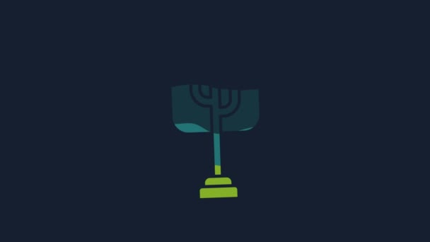 黄色の木のアイコンは青の背景に隔離された 森のシンボル 4Kビデオモーショングラフィックアニメーション — ストック動画