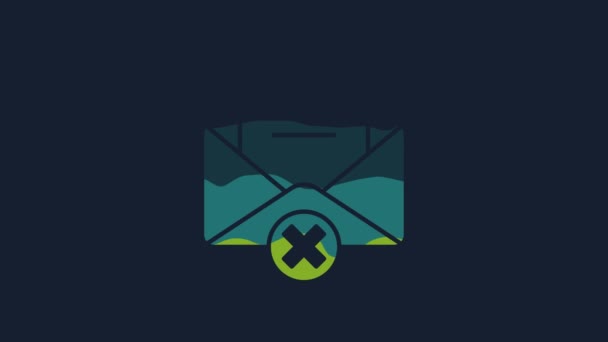Yellow Delete Envelope Icon Isolated Blue Background Delete Error Letter — Αρχείο Βίντεο