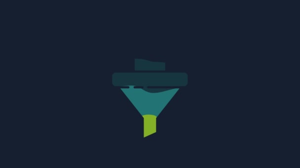 Yellow Sales Funnel Arrows Marketing Startup Business Icon Isolated Blue — Vídeo de Stock