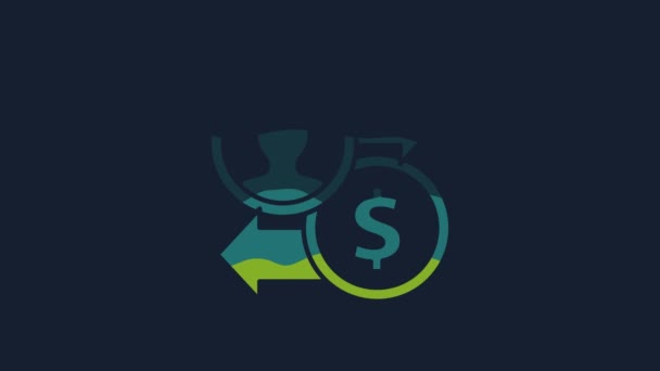 Yellow Job Promotion Exchange Money Icon Isolated Blue Background Success — 图库视频影像