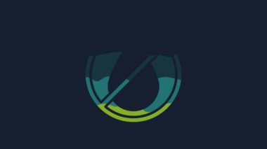 Sarı su damlası yasak ikon mavi arka planda izole edildi. Su işareti yok. 4K Video hareketli grafik canlandırması.