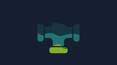 Sarı Sanayi metalik boru ikonu mavi arka planda izole edildi. Tesisat boru hattının farklı şekillerde parçaları. 4K Video hareketli grafik canlandırması.