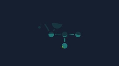 Sarı kenevir molekül ikonu mavi arkaplanda izole edildi. Cannabidiol moleküler yapıları, THC ve CBD formülü. Marihuana ya da esrar. 4K Video hareketli grafik canlandırması.