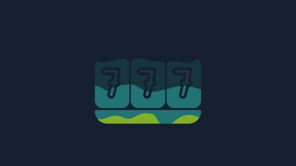 Yellow Slot Machine Lucky Sevens Jackpot Icon Isolated Blue Background — Stock Video