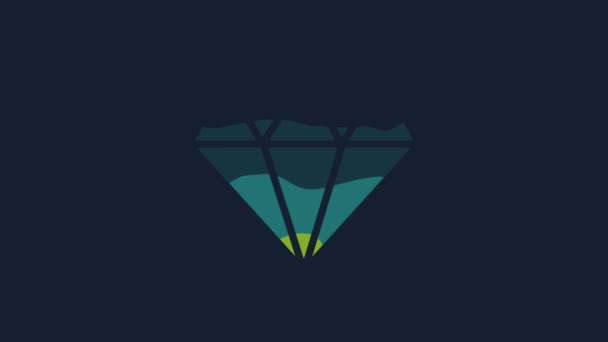 Yellow Diamond Icon Isolated Blue Background Jewelry Symbol Gem Stone — 비디오