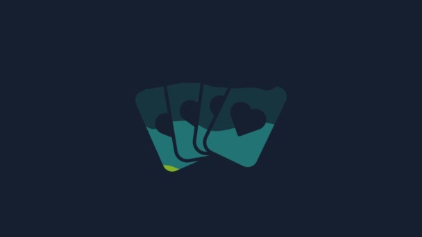 Yellow Deck Playing Cards Icon Isolated Blue Background Casino Gambling — Vídeo de stock
