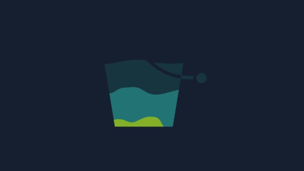 Yellow Bucket Icon Isolated Blue Background Video Motion Graphic Animation — Vídeos de Stock