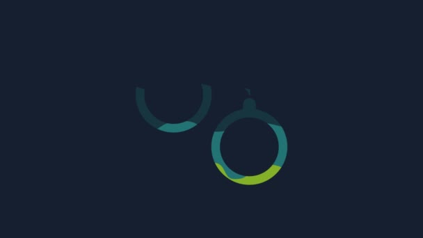 Yellow Handcuffs Icon Isolated Blue Background Video Motion Graphic Animation — Stockvideo
