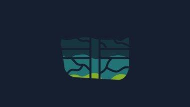 Mavi arka planda kokain ikonu olan sarı paket. Sağlık tehlikesi. 4K Video hareketli grafik canlandırması.