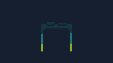 Sarı Havacı şapkası ve mavi arka planda gözlük ikonu var. Pilot şapkası. 4K Video hareketli grafik canlandırması.