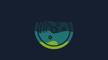 Mavi arkaplanda izole edilmiş ikonu ararken hedefleri olan sarı radar. Arama sistemi. Donanma sonarı. 4K Video hareketli grafik canlandırması.