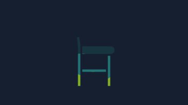 Yellow Chair icon isolated on blue background. 4K Video motion graphic animation.