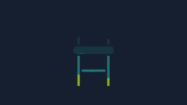 Yellow Chair icon isolated on blue background. 4K Video motion graphic animation.