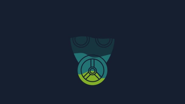 Yellow Gas Mask Icon Isolated Blue Background Respirator Sign Video — 비디오