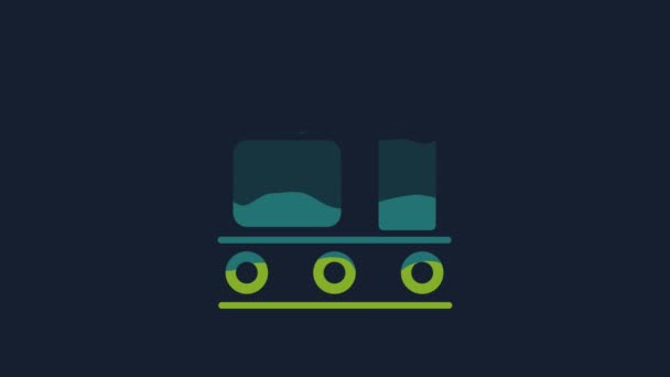 컨베이어 벨트에 수하물 수하물 아이콘 파란색 배경에 분리됩니다 비디오 그래픽 — 비디오