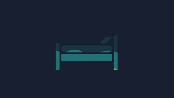 Yellow Bed Icon Isolated Blue Background Video Motion Graphic Animation — Vídeo de Stock