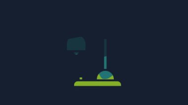 Yellow Table lamp icon isolated on blue background. 4K Video motion graphic animation.