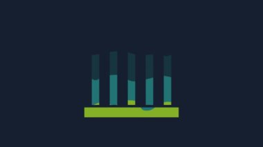 Sarı Cezaevi pencere simgesi mavi arkaplanda izole edildi. 4K Video hareketli grafik canlandırması.