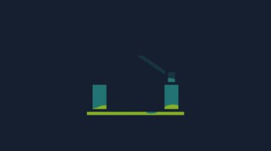 Sarı Park Bariyeri simgesi mavi arka planda izole edildi. Sokak durağı sınırı. 4K Video hareketli grafik canlandırması.