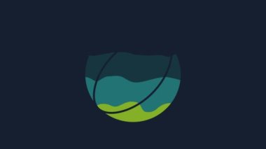 Sarı Sahildeki top ikonu mavi arkaplanda izole edilmiş. 4K Video hareketli grafik canlandırması.