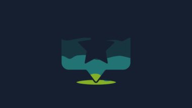 Mavi arkaplanda yıldız simgesi izole edilmiş sarı harita işaretçisi. Yıldız favori iğne haritası simgesi. Harita işaretleyicileri. 4K Video hareketli grafik canlandırması.