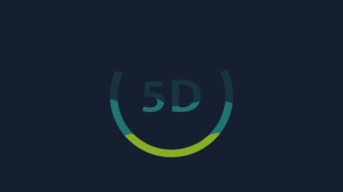 Sarı 5D sanal gerçeklik simgesi mavi arkaplanda izole edildi. Büyük üç boyutlu bir logo. 4K Video hareketli grafik canlandırması.
