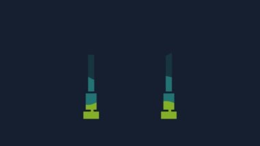 Mavi zemin üzerinde bariyer simgesi olan sarı halı. VIP etkinliği, lüks kutlama. Ünlüler partisi girişi. 4K Video hareketli grafik canlandırması.