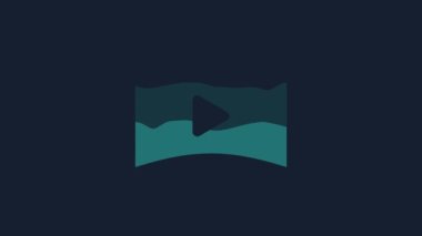 Sarı Online video oynatma simgesi mavi arkaplanda izole edildi. Oyun işaretli film şeridi. 4K Video hareketli grafik canlandırması.