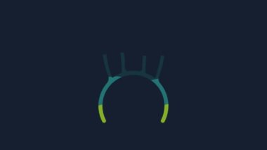 Mavi arka planda izole edilmiş uzun tavşan kulaklı sarı maske. 4K Video hareketli grafik canlandırması.