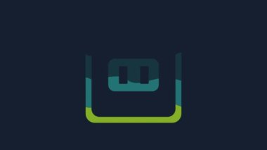 Sarı Elektrik çıkış simgesi mavi arkaplanda izole edildi. Elektrik prizi. Rosette sembolü. 4K Video hareketli grafik canlandırması.