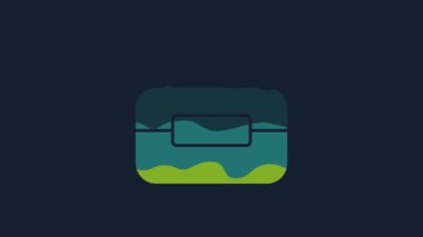 Sarı Araç Kutusu simgesi mavi arkaplanda izole edildi. Alet kutusu tabelası. 4K Video hareketli grafik canlandırması.