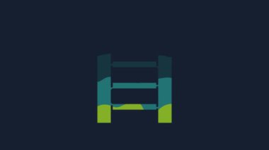 Sarı tahta merdiven ikonu mavi arkaplanda izole edilmiş. 4K Video hareketli grafik canlandırması.