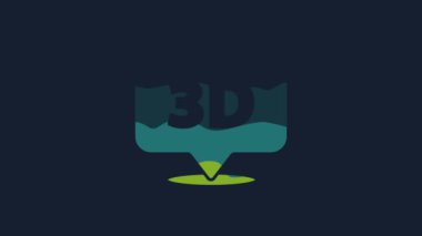 Mavi arkaplanda 3D metin simgesine sahip sarı konuşma balonu. 4K Video hareketli grafik canlandırması.