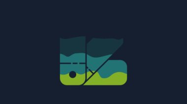 Mavi arkaplanda sarı renk palet rehberi simgesi izole edildi. 4K Video hareketli grafik canlandırması.