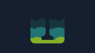 Sarı Metin simgesi mavi arkaplanda izole edildi. 4K Video hareketli grafik canlandırması.