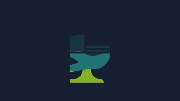Yellow Toilet Bowl Icon Isolated Blue Background Video Motion Graphic — Stockvideo