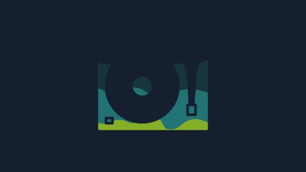 Yellow Vinyl Player Vinyl Disk Icon Isolated Blue Background Video — Stock videók