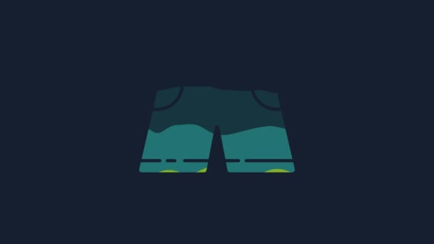 黄色泳裤图标隔离在蓝色背景 4K视频运动图形动画 — 图库视频影像