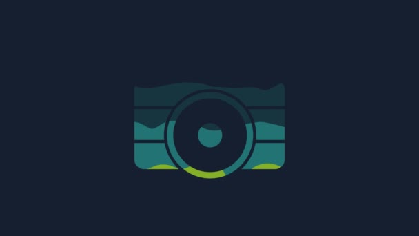 Yellow Photo Camera Icon Isolated Blue Background Foto Camera Icon — Stock Video
