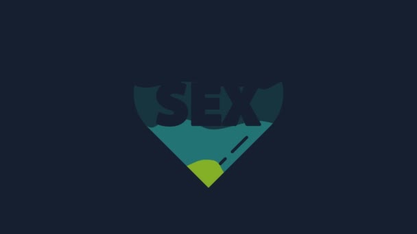 Yellow Heart Text Sex Icon Isolated Blue Background Adults Content — 图库视频影像