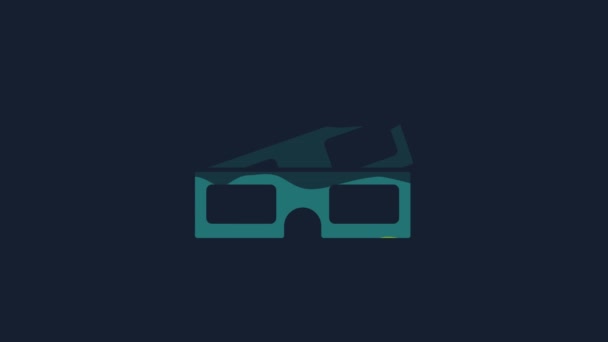 Yellow Cinema Glasses Icon Isolated Blue Background Video Motion Graphic — Video