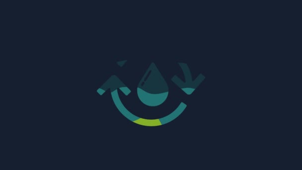 Yellow Recycle Clean Aqua Icon Isolated Blue Background Drop Water — Wideo stockowe