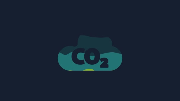 Yellow Co2 Emissions Cloud Icon Isolated Blue Background Carbon Dioxide — Vídeo de stock