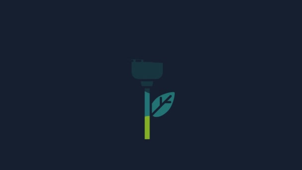 Yellow Electric Saving Plug Leaf Icon Isolated Blue Background Energy — Stock videók