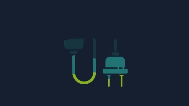 Yellow Electric Plug Icon Isolated Blue Background Concept Connection Disconnection — Αρχείο Βίντεο
