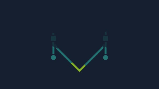 Yellow Heart Bezier Curve Icon Isolated Blue Background Pen Tool — 비디오