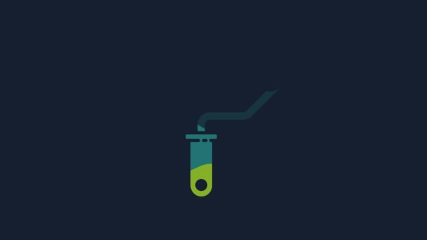 Yellow Paint Roller Brush Icon Isolated Blue Background Video Motion — Vídeo de Stock