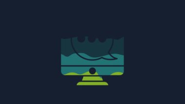 Mavi arkaplanda izole edilmiş monitör simgesindeki Sarı Yeni Sohbet mesajları bildirimi. Smartphone sohbet mesajları konuşma baloncukları. 4K Video hareketli grafik canlandırması.