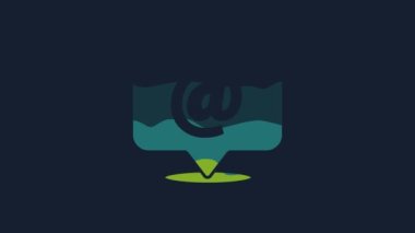 Yellow Mail and e-mail icon isolated on blue background. Envelope symbol e-mail. Email message sign. 4K Video motion graphic animation.
